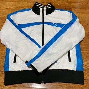 Puma white track jacket, size L